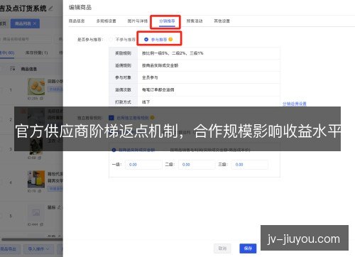 官方供应商阶梯返点机制，合作规模影响收益水平